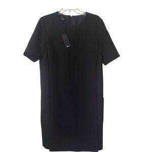 NWT Calvin Klein Collection Janelle Black Shift Wool Blend Dress Made in Italy
